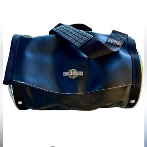 Harley Davidson hub cap sides leather duffle bag